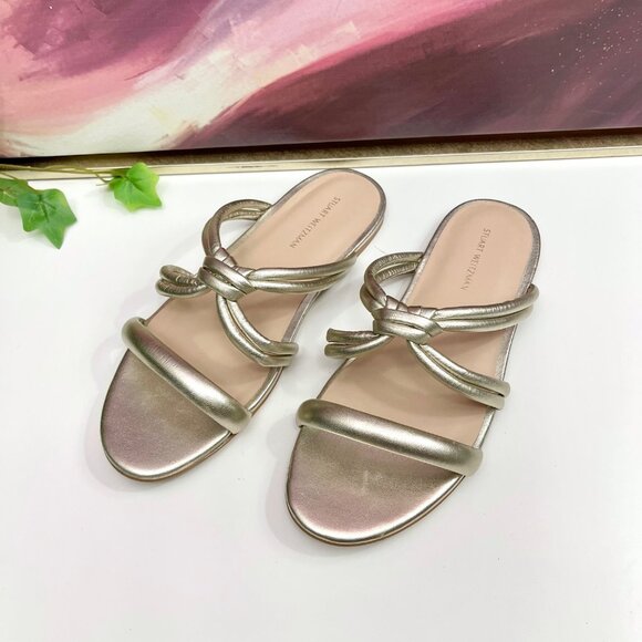 STUART WEITZMAN‎ Twist Knot Flat Sandals in Gold Size 6.5 - Picture 5 of 10